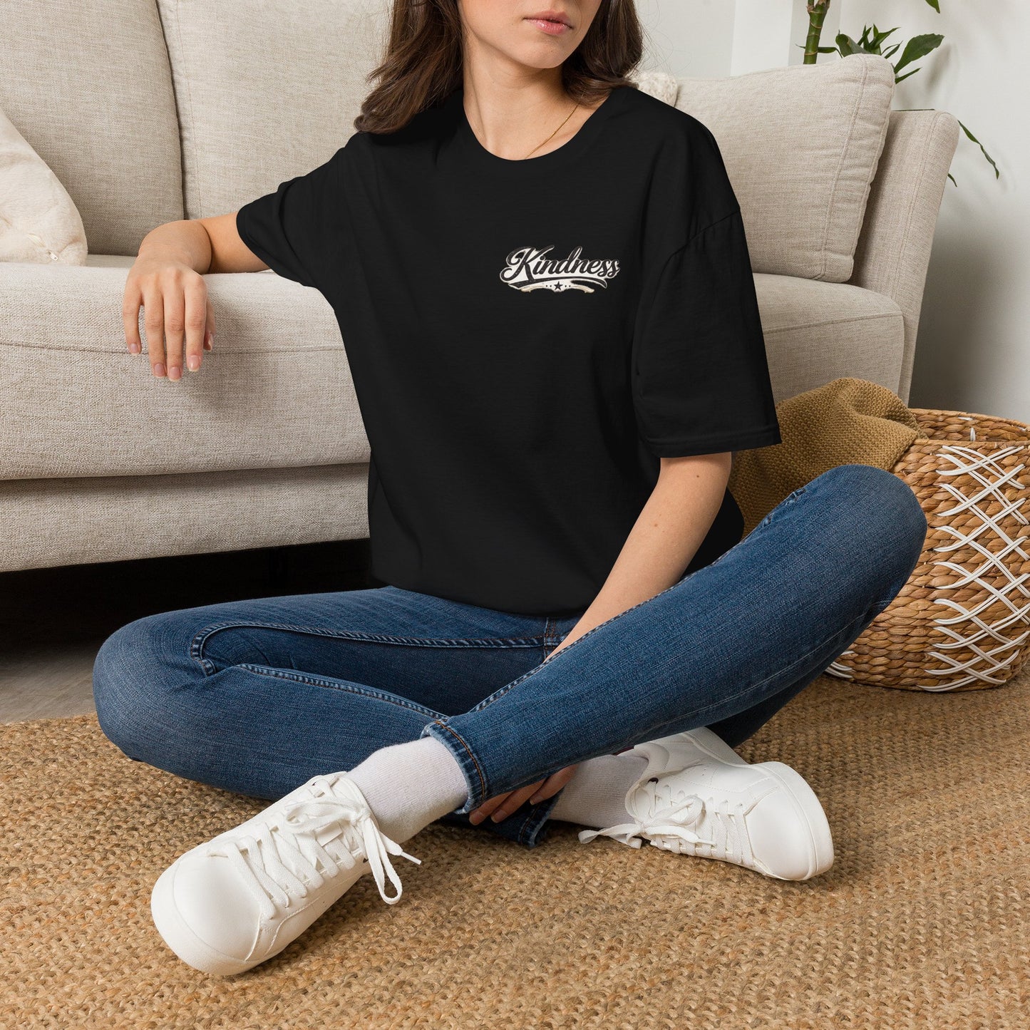 Kindness script logo T-Shirt | Retro script chest design