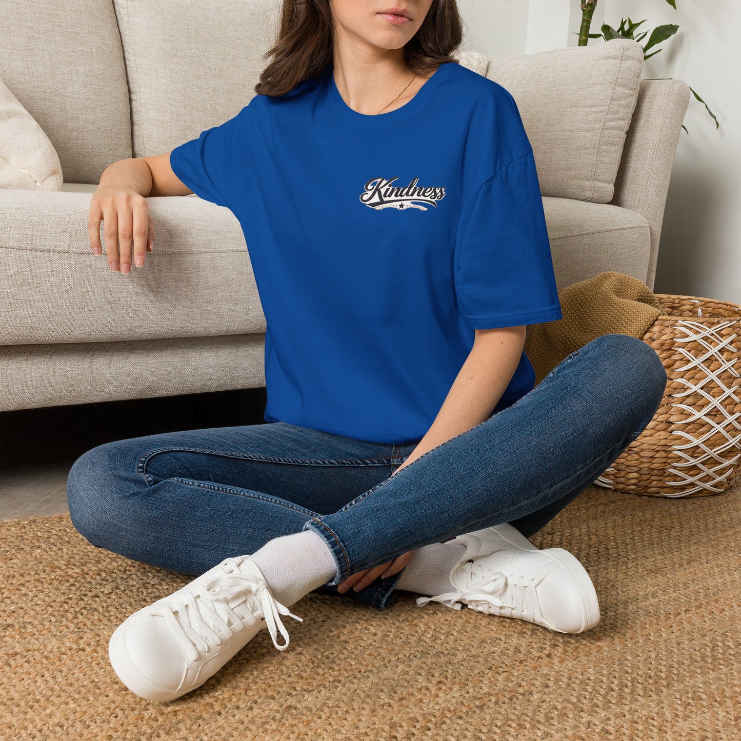 Kindness script logo T-Shirt | Retro script chest design