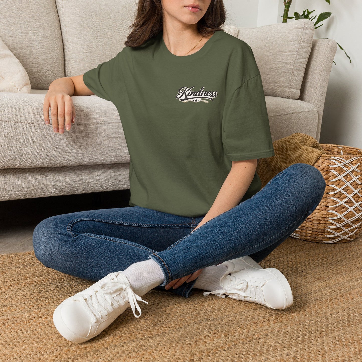 Kindness script logo T-Shirt | Retro script chest design