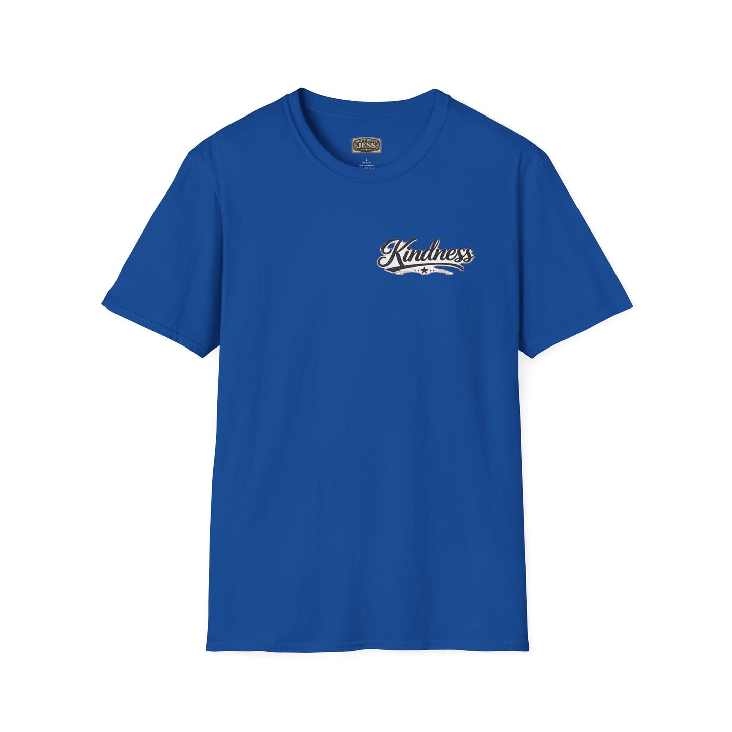 Kindness script logo T-Shirt | Retro script chest design