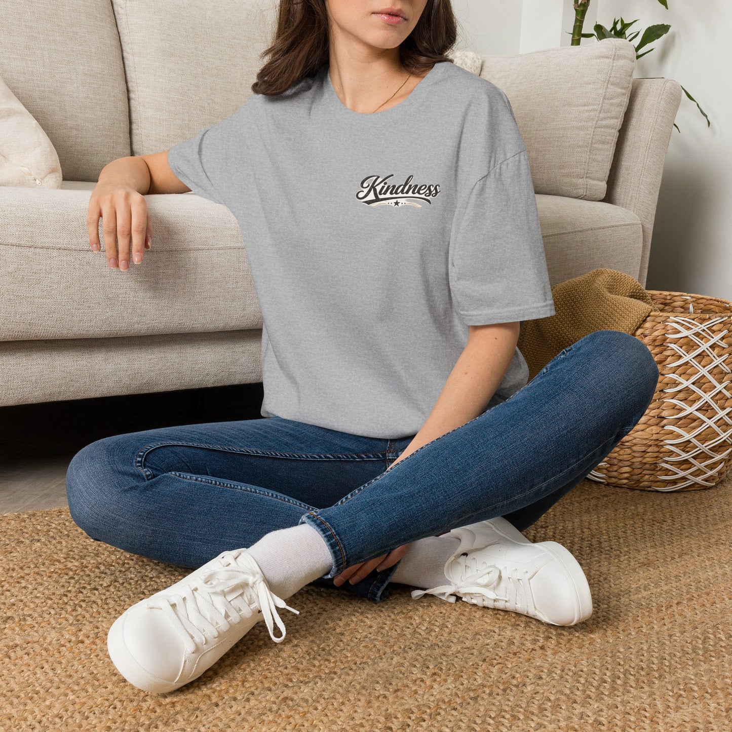 Kindness script logo T-Shirt | Retro script chest design