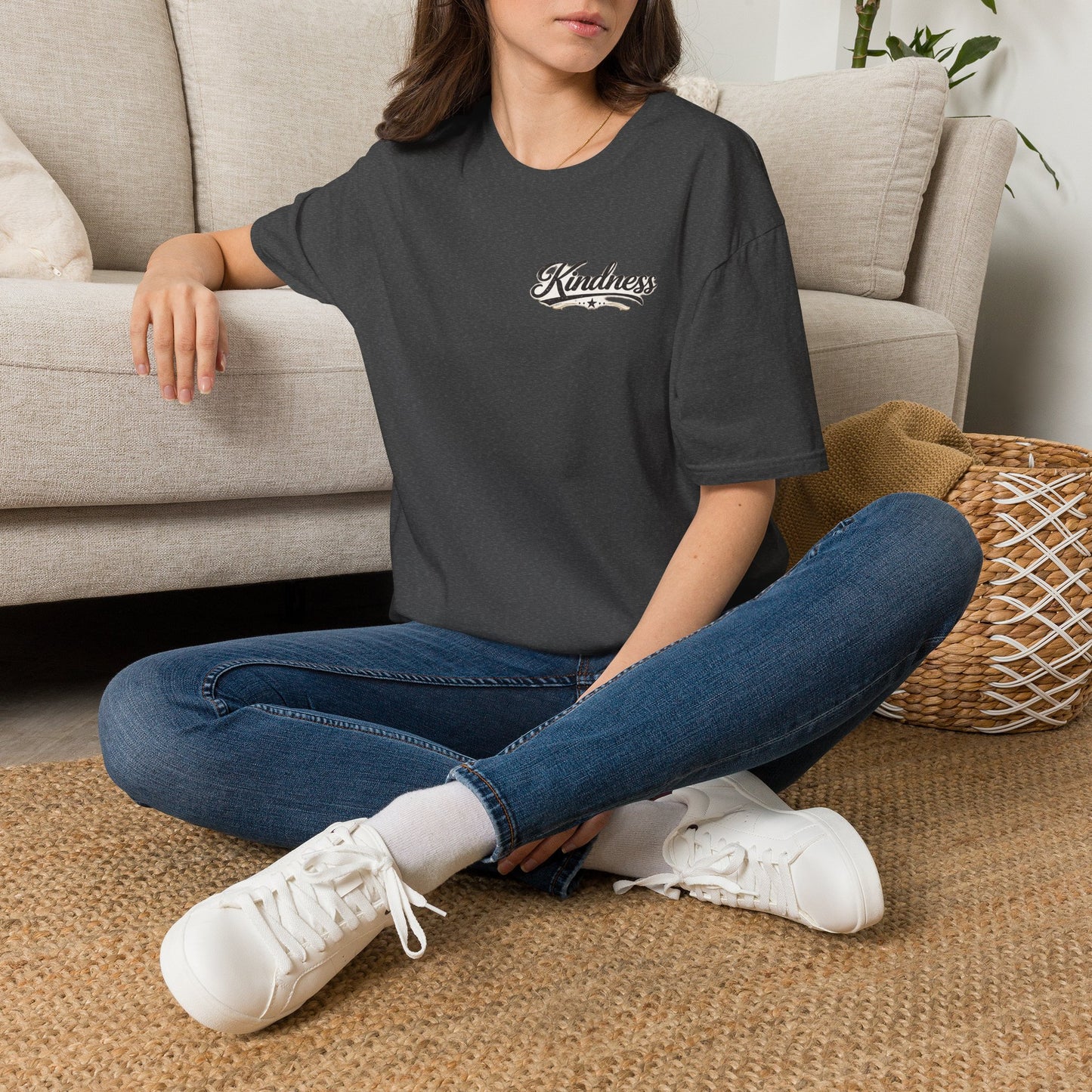 Kindness script logo T-Shirt | Retro script chest design