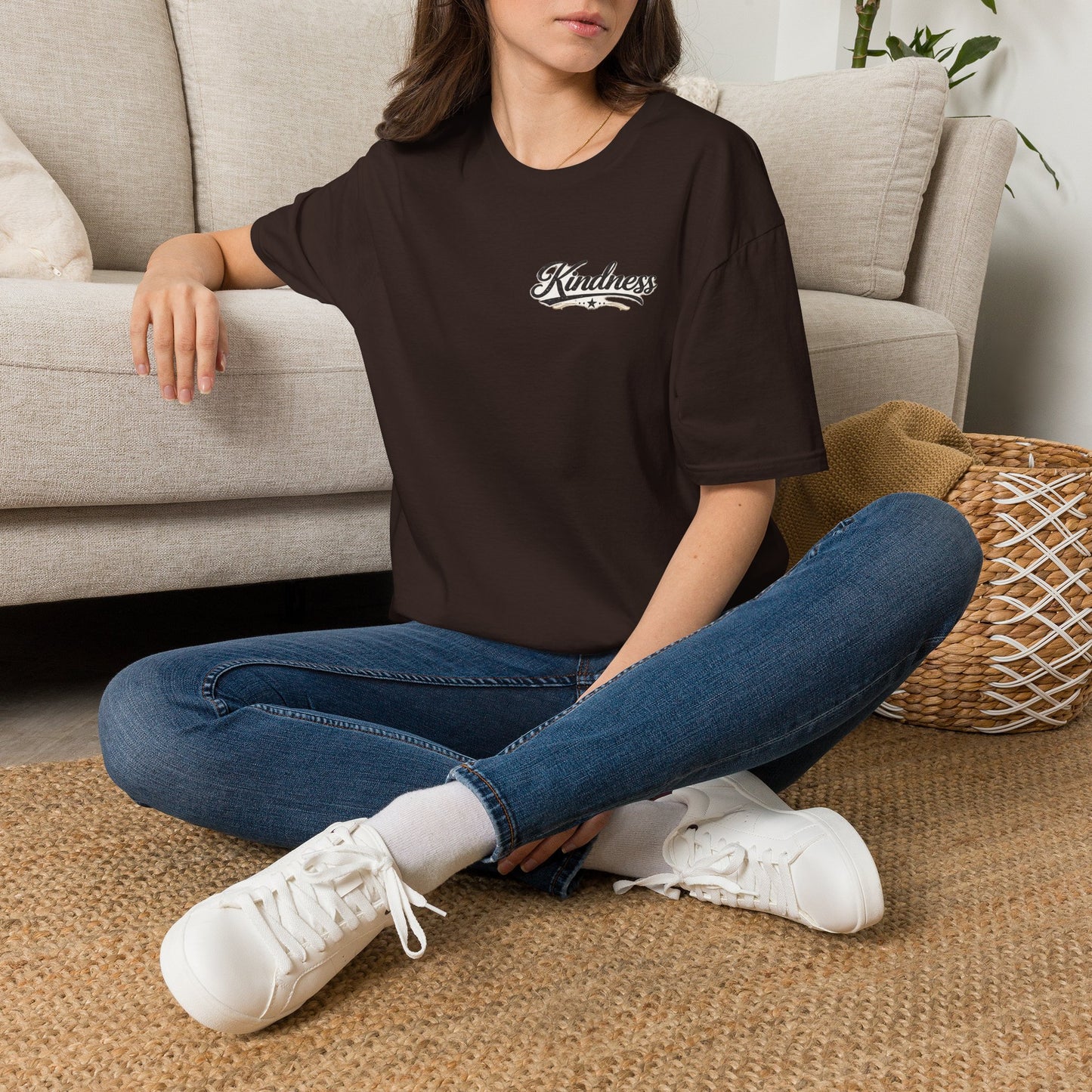 Kindness script logo T-Shirt | Retro script chest design