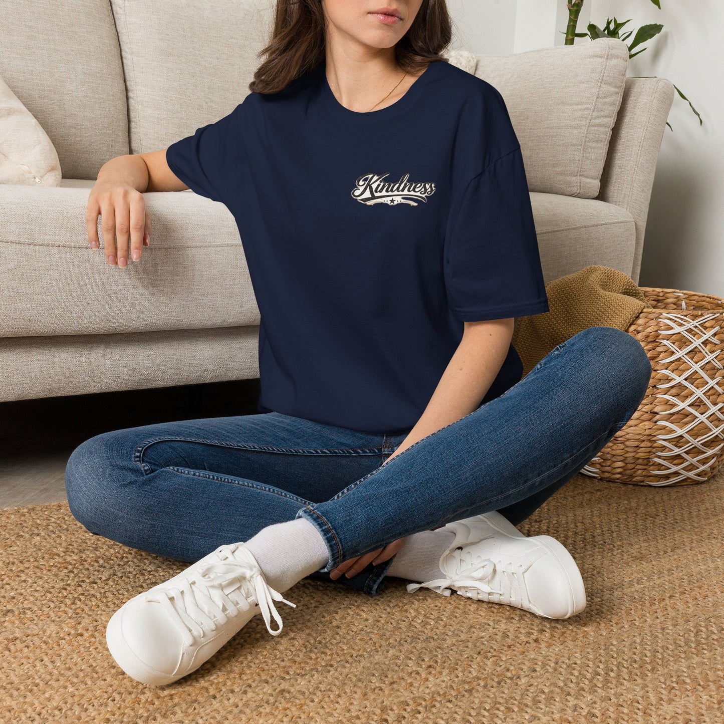 Kindness script logo T-Shirt | Retro script chest design