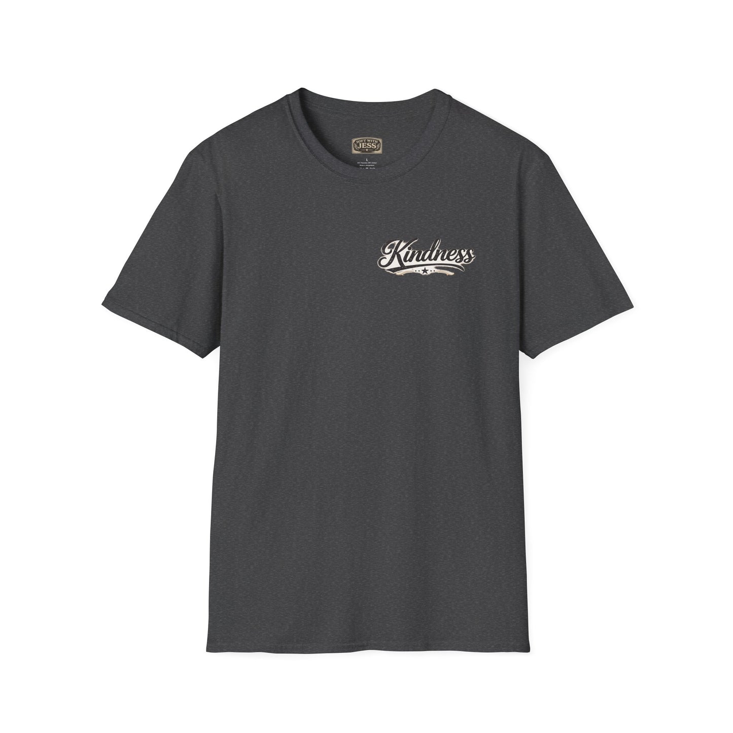 Kindness script logo T-Shirt | Retro script chest design
